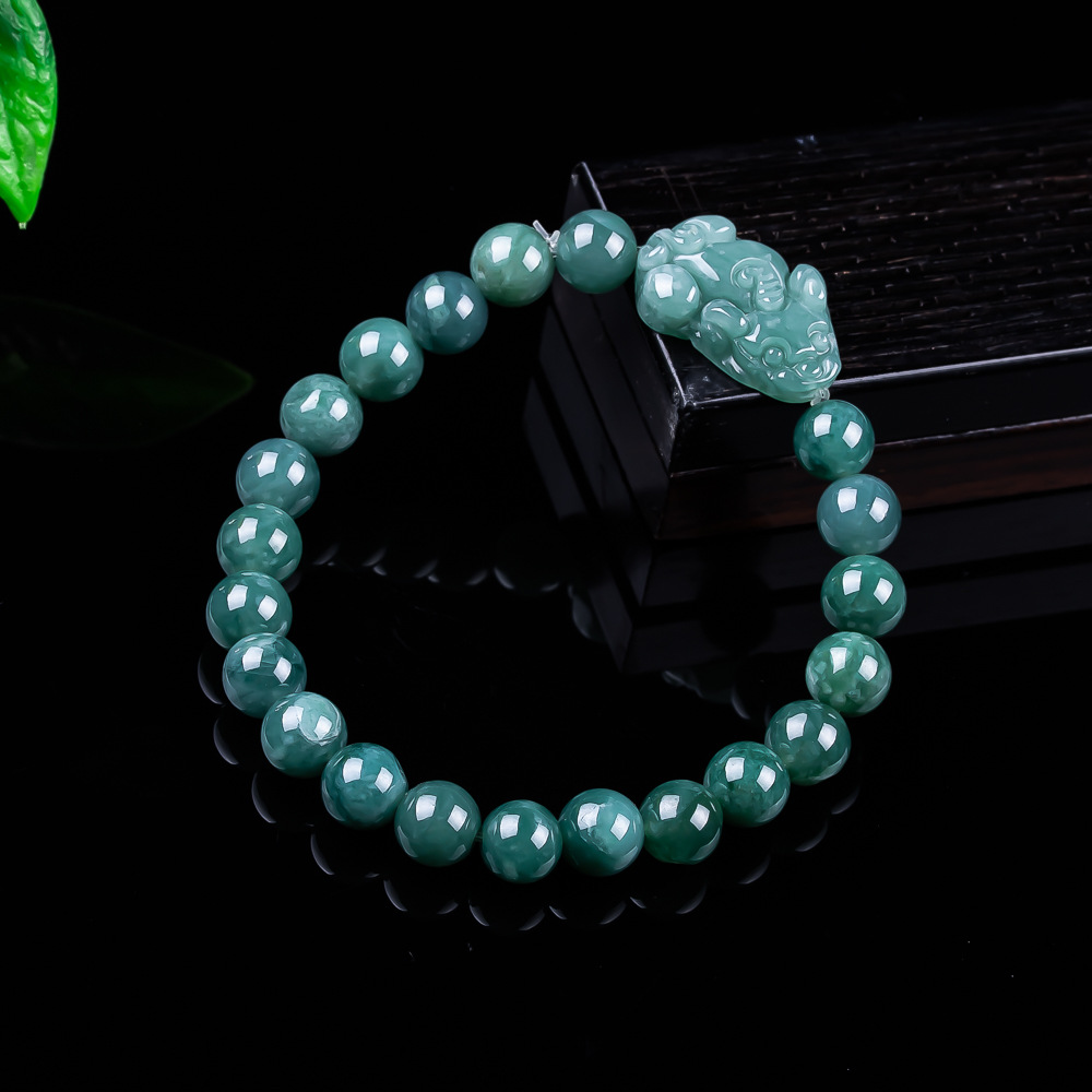 Jewelry & Watches Ltd - Doğal Birmanya Jadeite Pixiu Bilezik Vintage