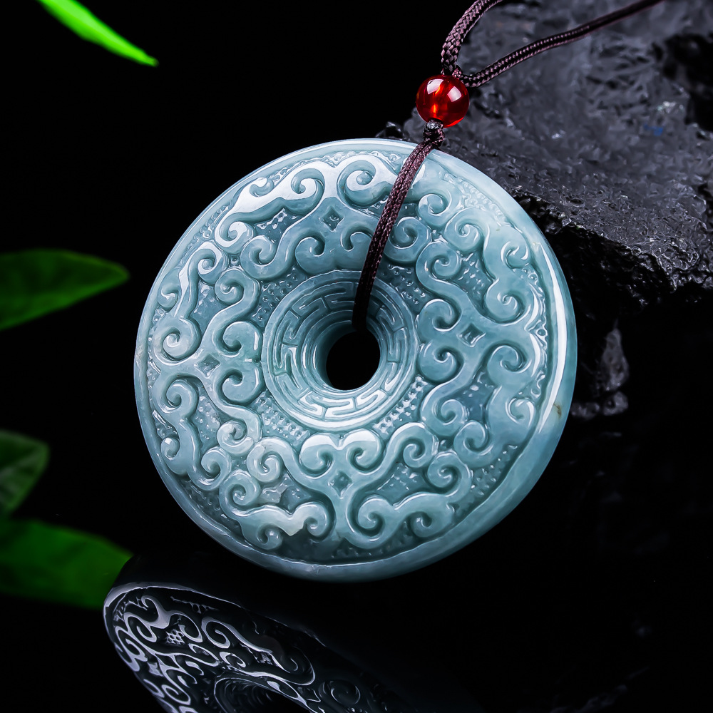 Jewelry & Watches Ltd - Doğal Birmanya Jadeit Çiçek Kolye Kolye