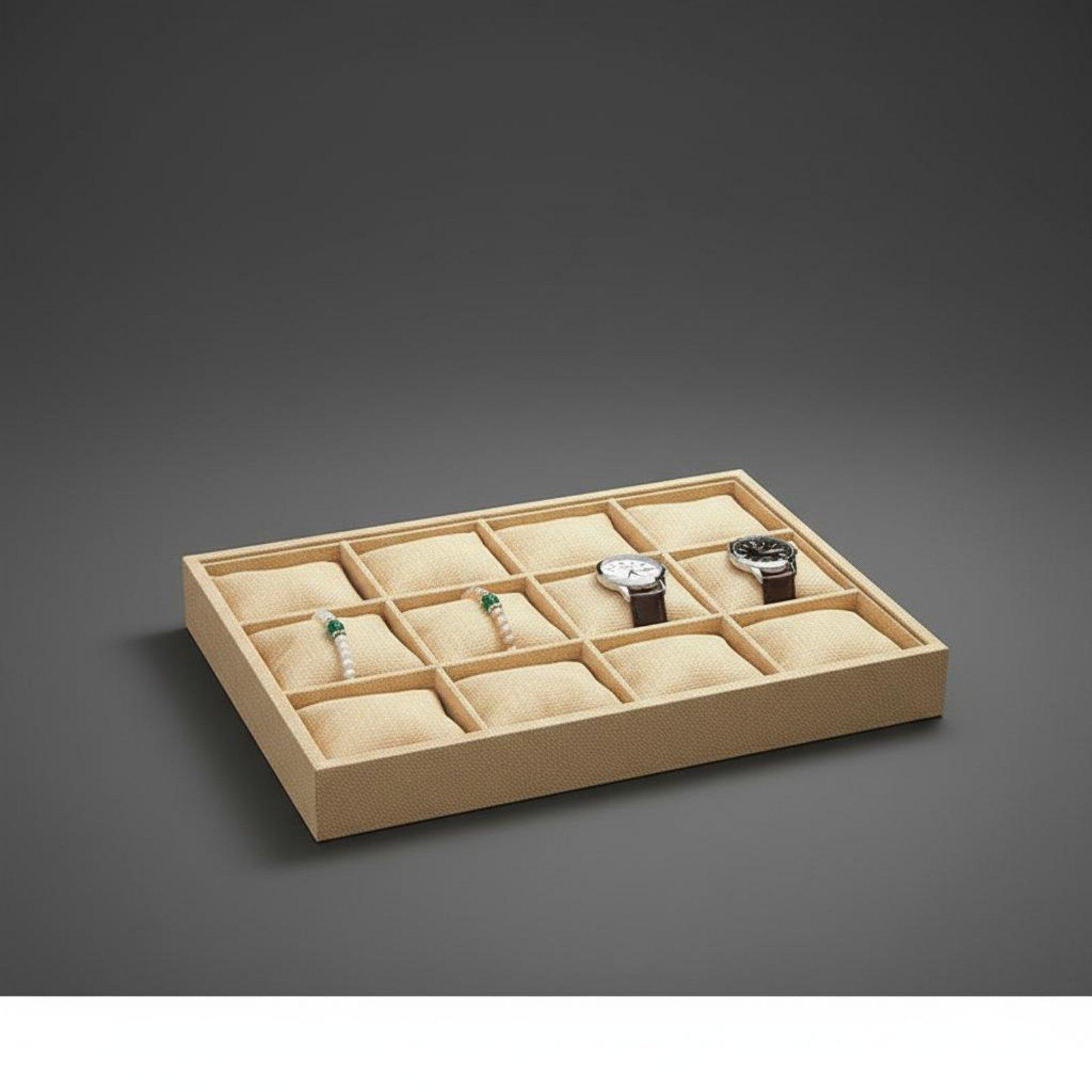 Jewelry Box Watches Bracelets - Keten Kumaş Takı Tutucu Açık Üstlü
