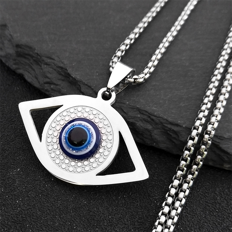 Jewelry & Watches Ltd - İslam Hamsa Nazar Boncuklu Kolye Paslanmaz