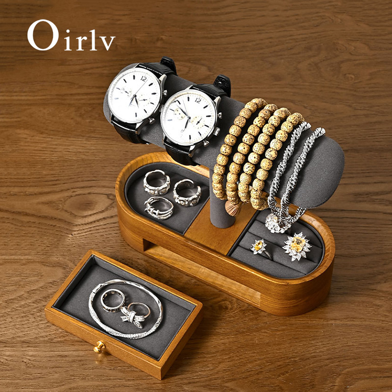 Oirlv katı ahşap saat organiza - Jewelry Box Watches Bracelets incelemesi ve fiyatı